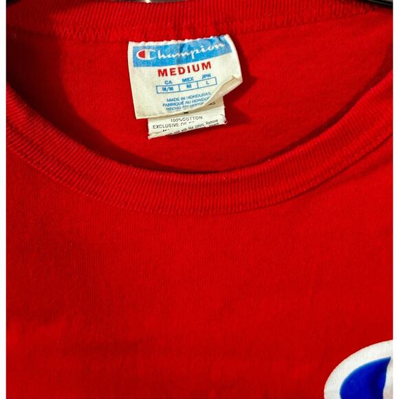 Champion C Logo Red Short Sleeve T-Shirt | Size Medium | Great Condition - Picture 2 of 3